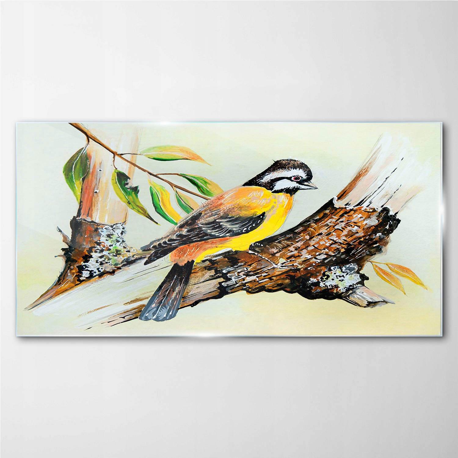 

Szklany obraz Gałąź liście zwierzę ptak 140x70 cm