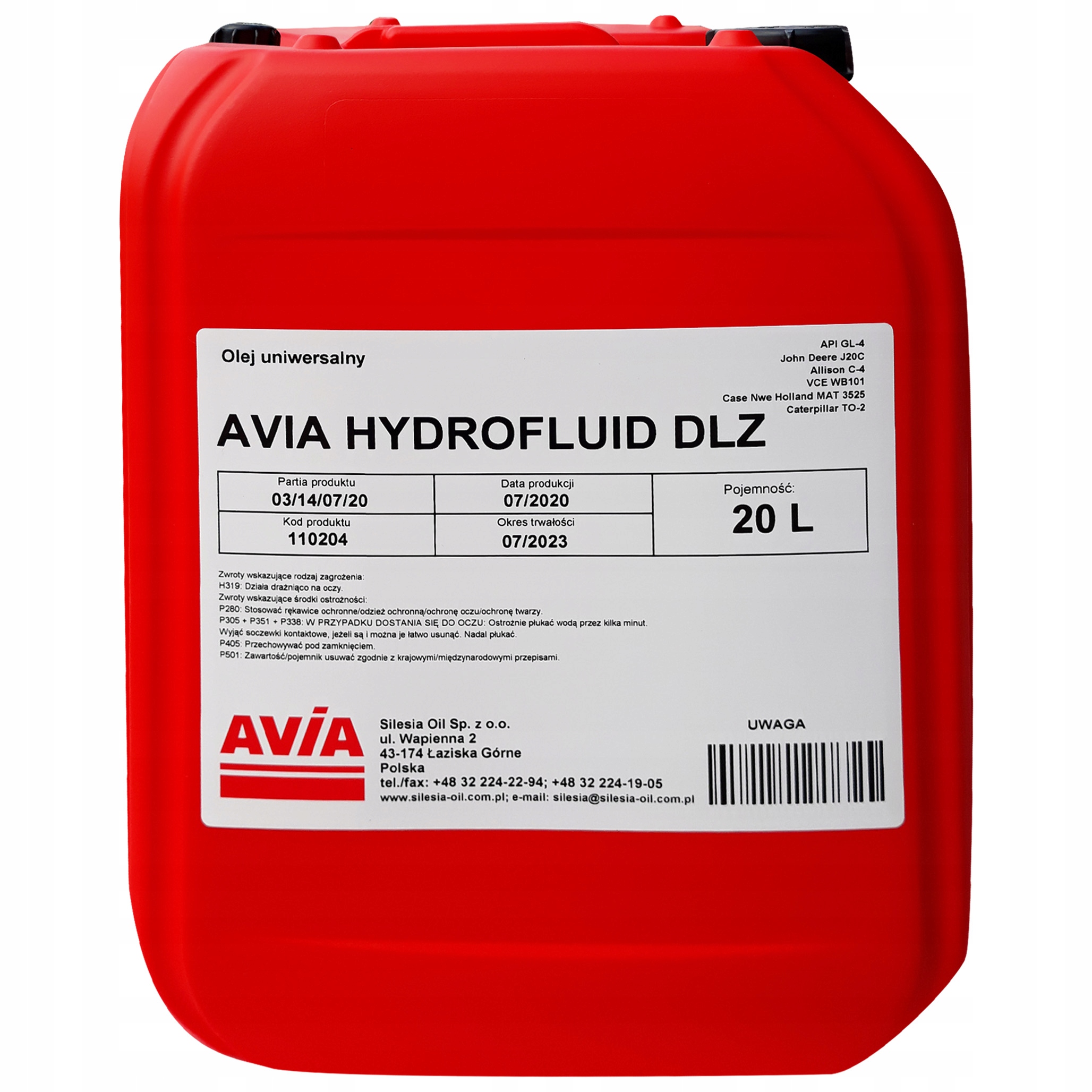 Olej wielofunkcyjny Avia Hydrofluid Dlz 20L