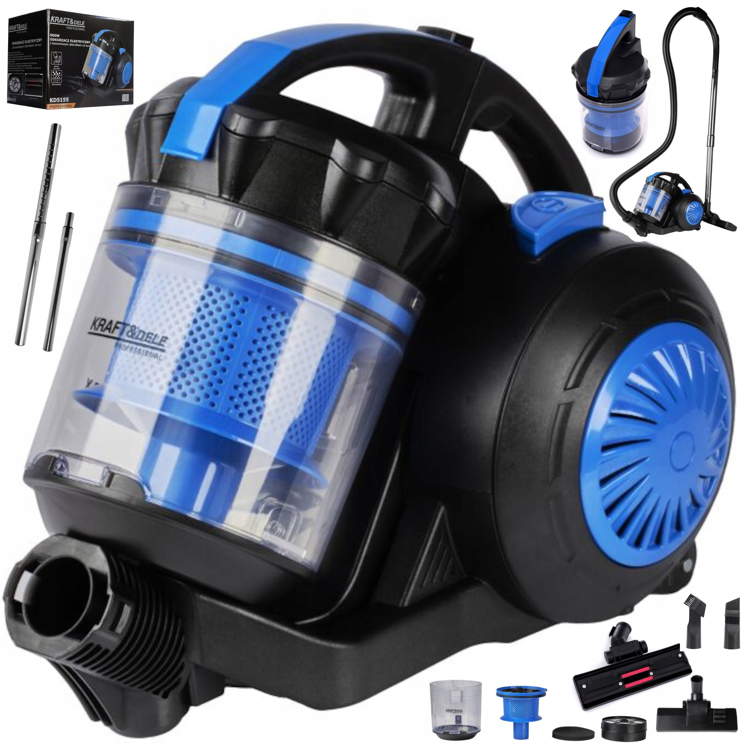 Mocny Lekki Bezworkowy Odkurzacz Cyklonowy Domowy 5M Filtr