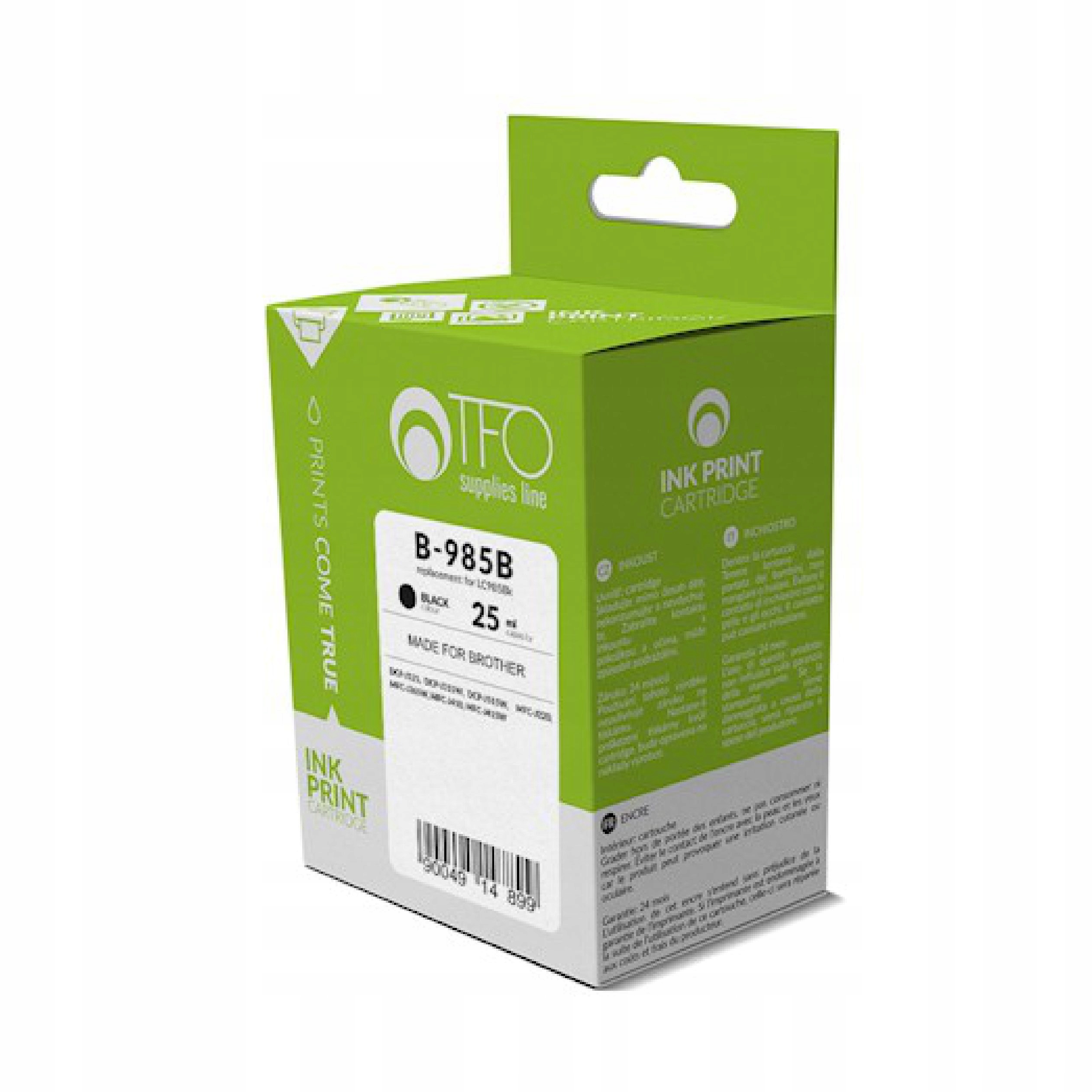 

Tusz Brother LC985 B985 Tfo DCP-J315W DCP-J515W