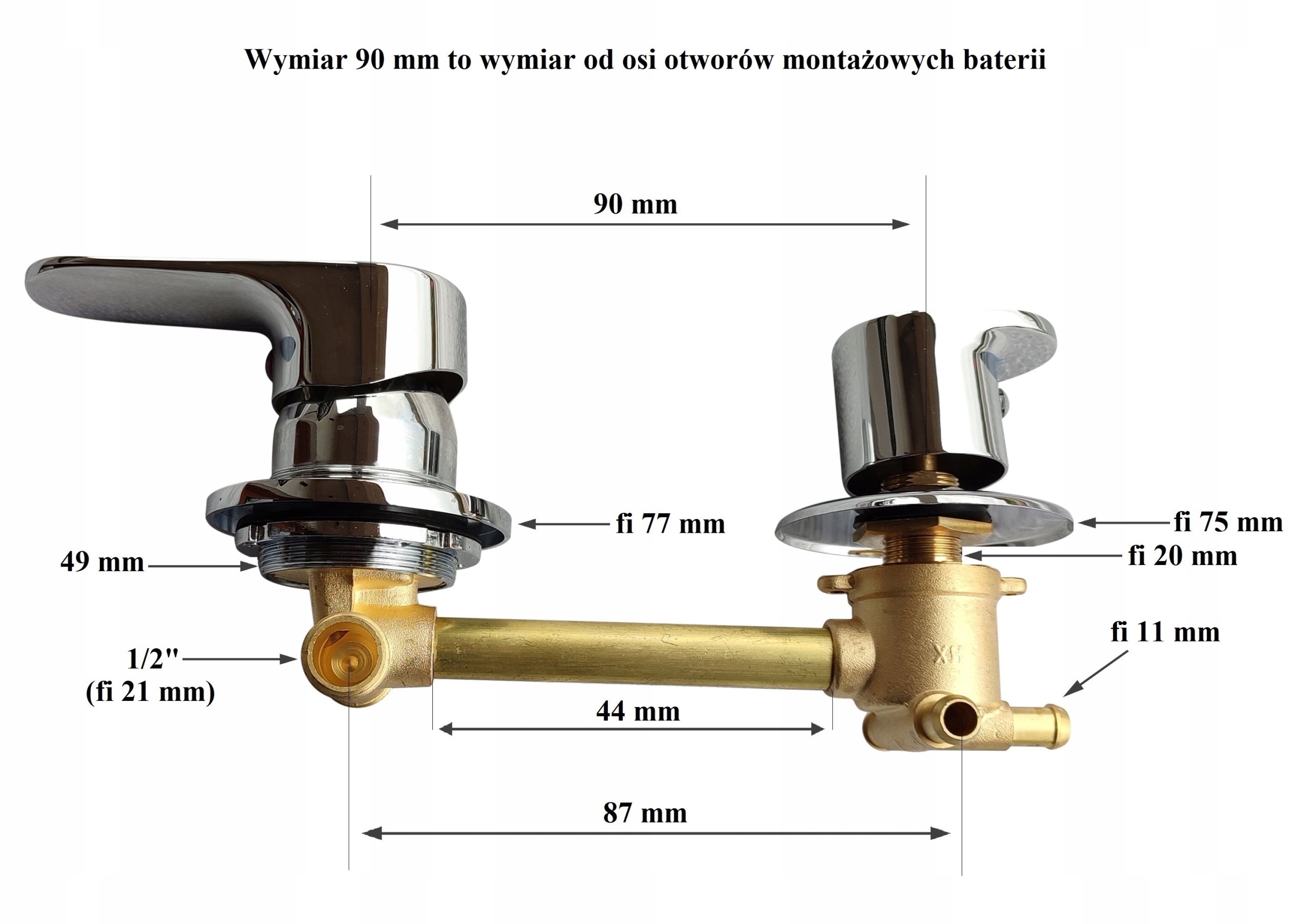 Baterie 3 funkce 9 cm/90 mm Směšovač pro hydromasážní sprchovou kabinu