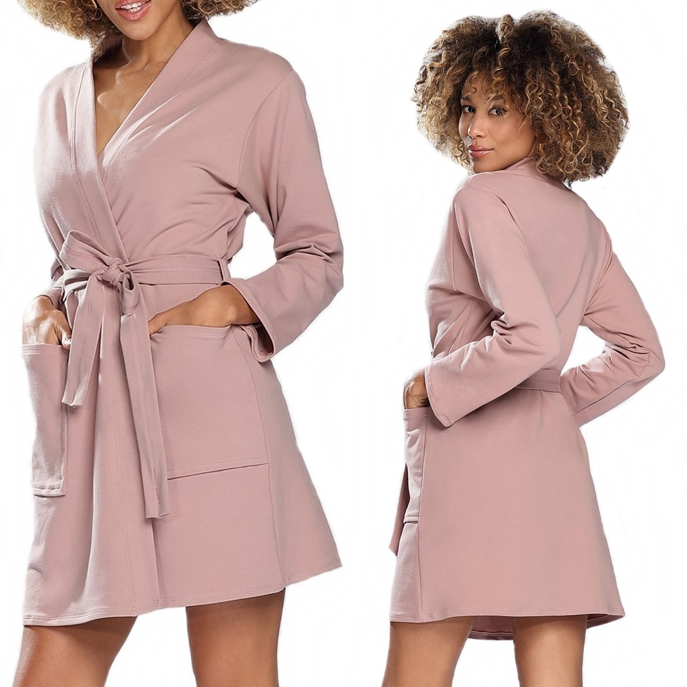 Dámský bavlněný župan Dkaren Pole S 36 Růžový