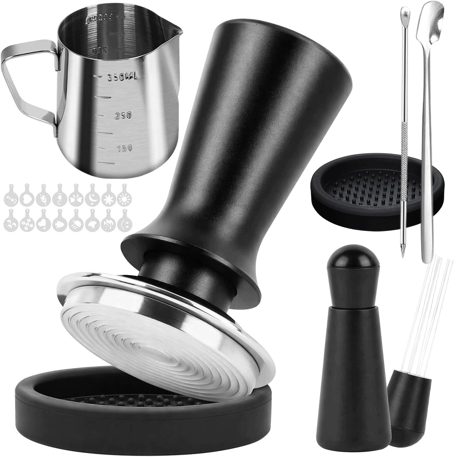 Zestaw Tamper 7X Do Kawy 51MM Dzbanek 350ML Pierścień Dozujący Wdt Szeregow
