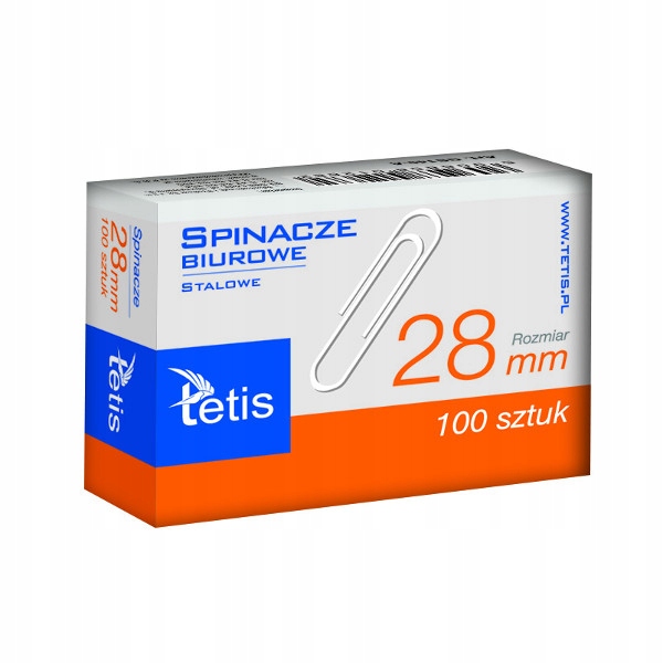 

Spinacze Biurowe Tetis 28mm Okrągłe 100 Sztuk