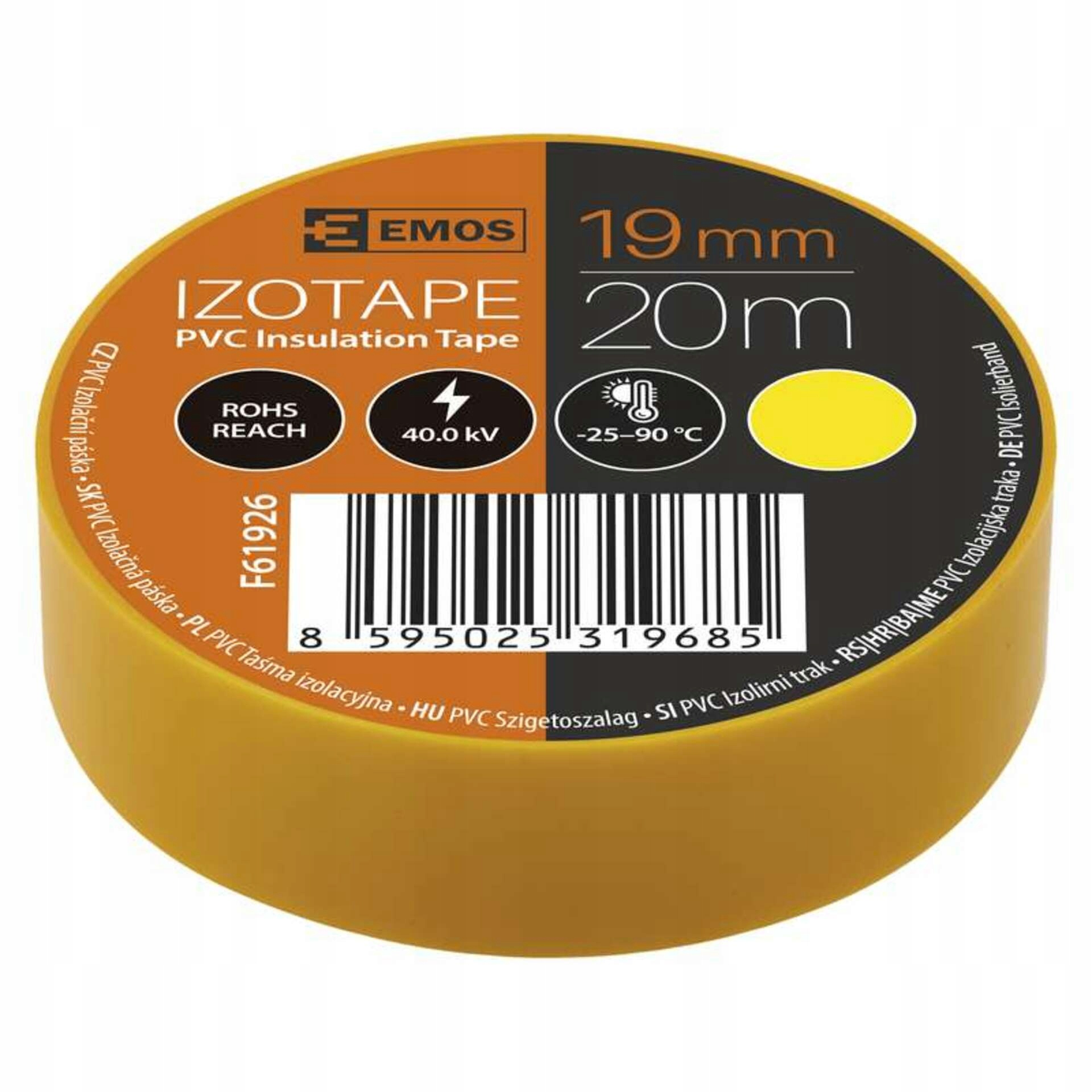 Taśma izolacyjna Emos Pvc 19mm 20m żółta guma 10 szt.