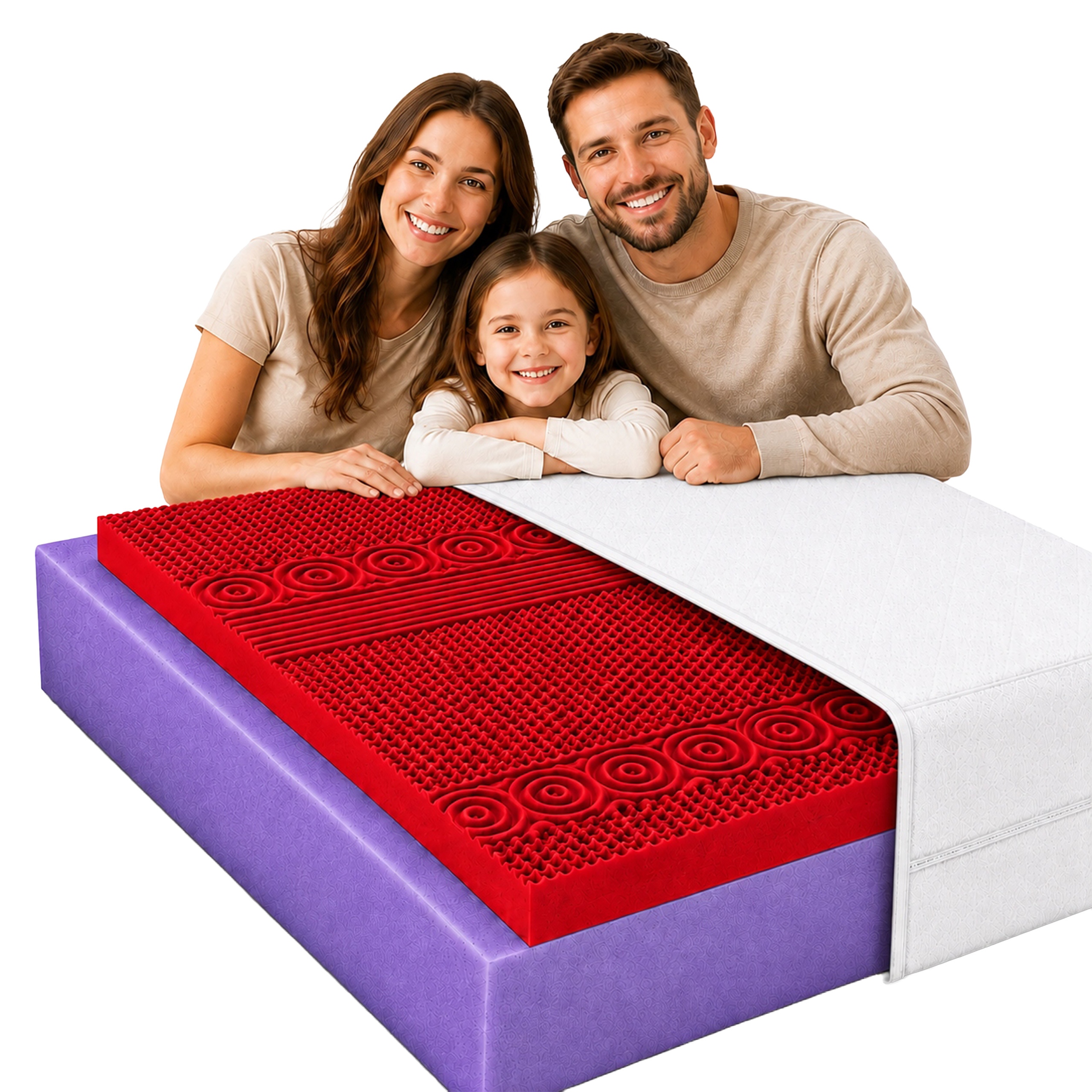 Materac 160x190 piankowy masujący przewiewny twardy H3 H4 lato/zima 24 cm
