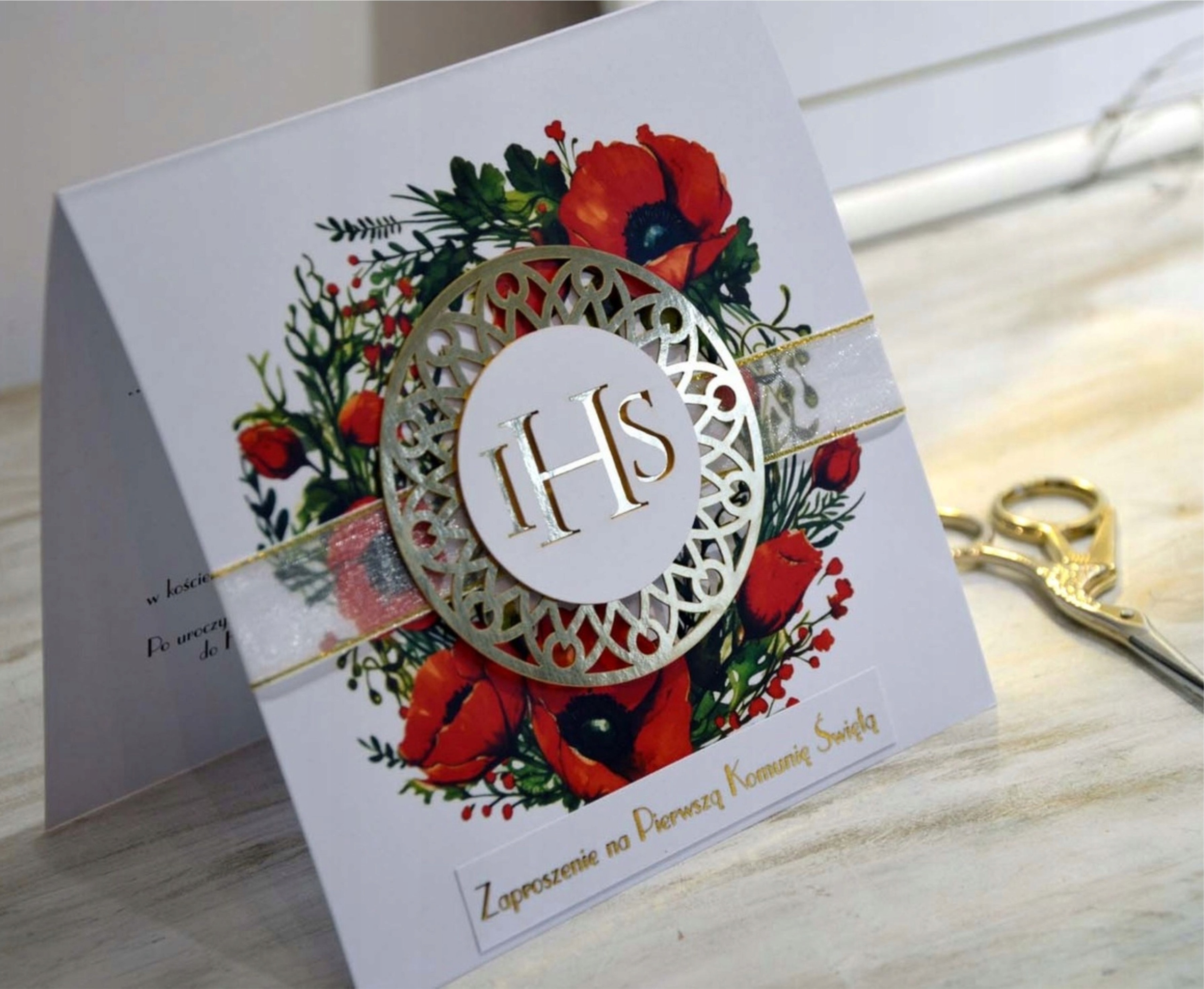 Zaproszenia Komunijne z Kopert. na I Komunię Świętą Komunia\ personalizacja Kolor biały