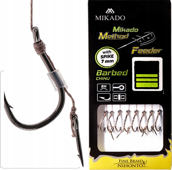 Haczyki do Method Feeder Mikado nr 6 z igłą na plecionce 0,16mm 8szt