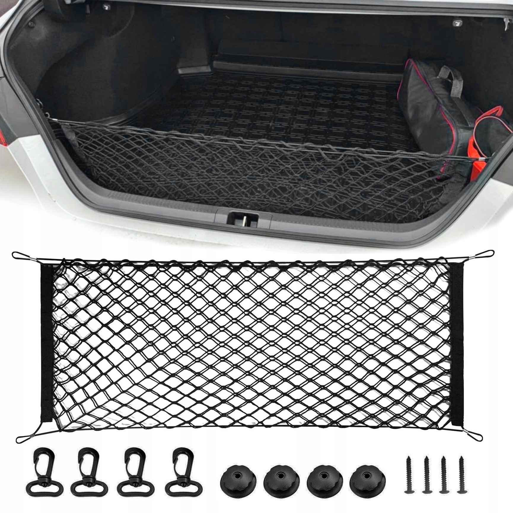 Siatka Do Bagażnika Autosiatka Samochodowa Duża Organizer Bagażnika 110X60