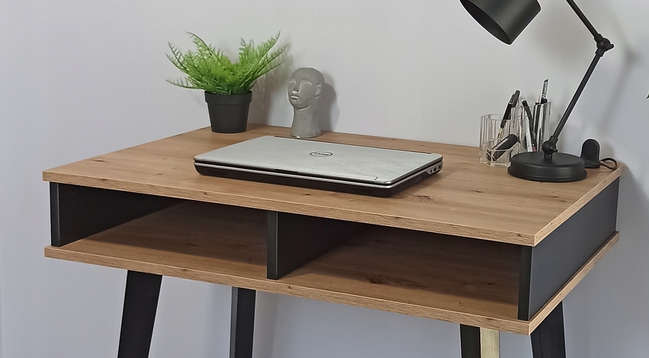 NOWOCZESNE BIURKO RUMBA II LOFT DĄB ARTISAN CZARNE Wysokość mebla 80 cm