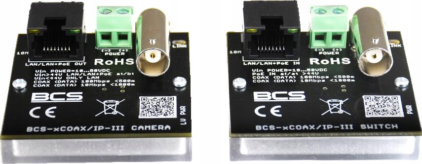Napájací Zdroj Bcs Power Bcs-xcoax/ip-iii Sada Konvertorov Ethernet Poe