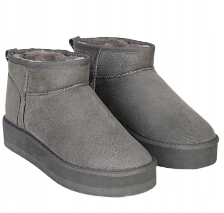 Island Boot Šedé Klasické Sněhule S Kožíškem Na Platformě 39 3DF