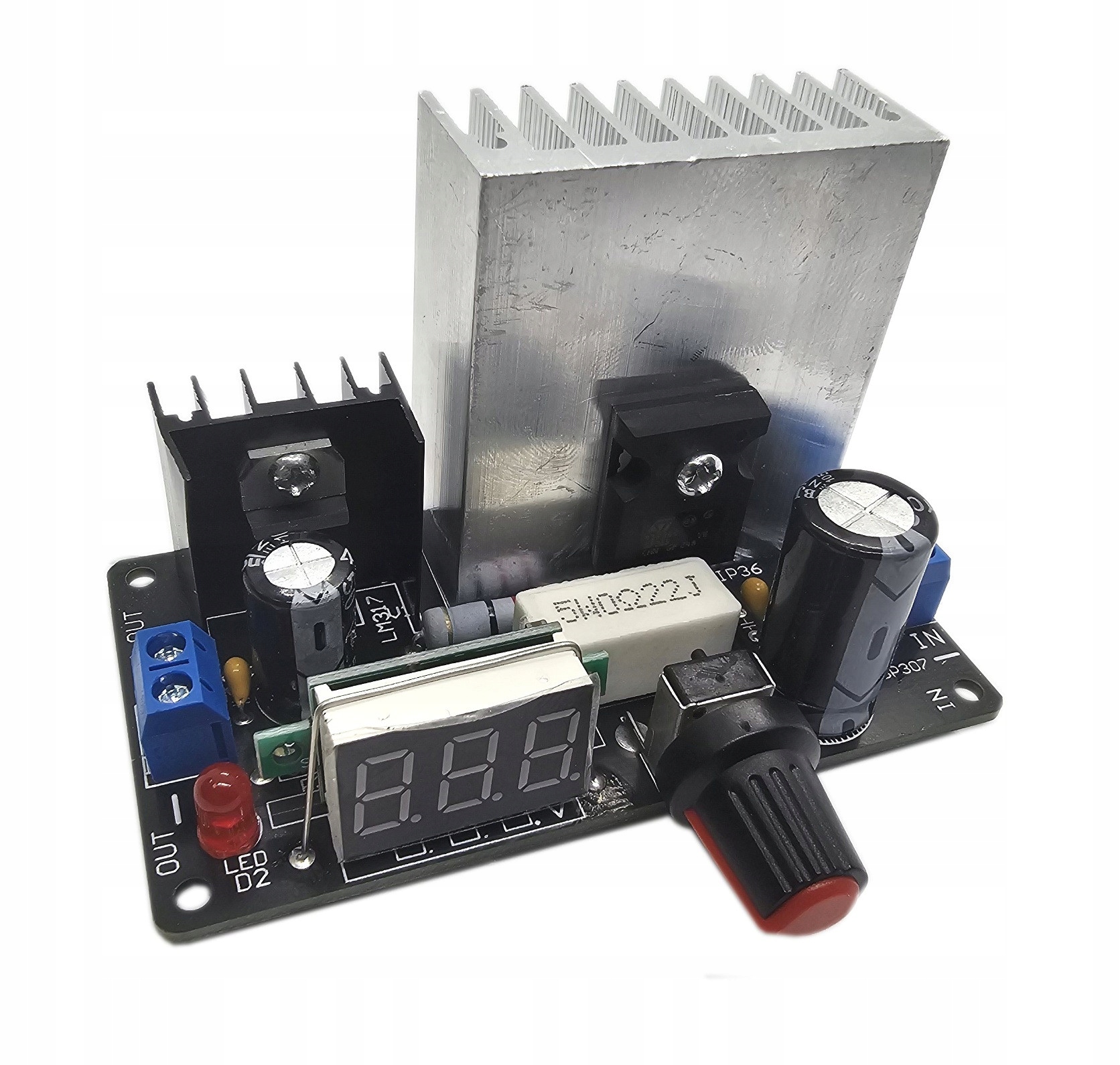 ZASILACZ OBNIŻAJĄCY NAPIĘCIE regulowany LM317 3-35V 3A Z WYŚWIETLACZEM