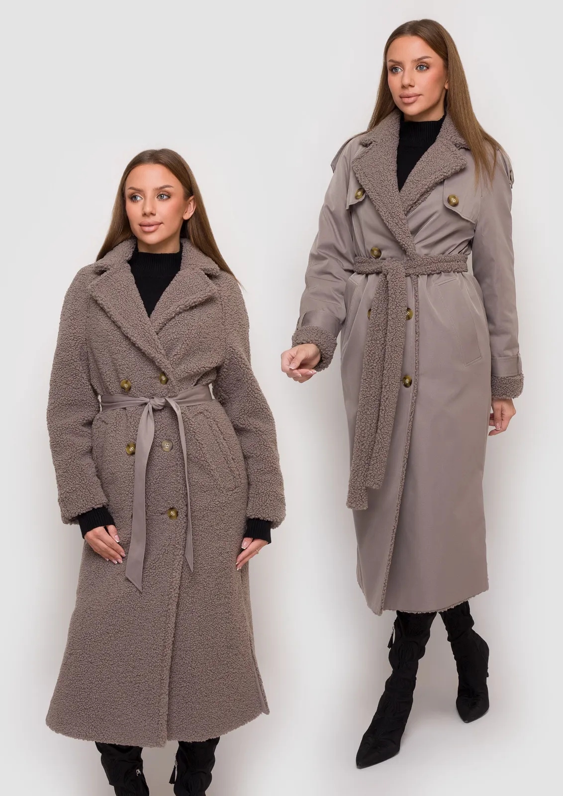 Damski Kożuch Maxi Premium Taupe XL