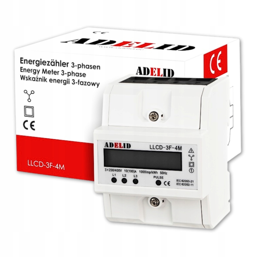 Trojfázový Počítadlo Spotreby Energie Prúdu 3-fázový počítadlo 10(100)A LCD