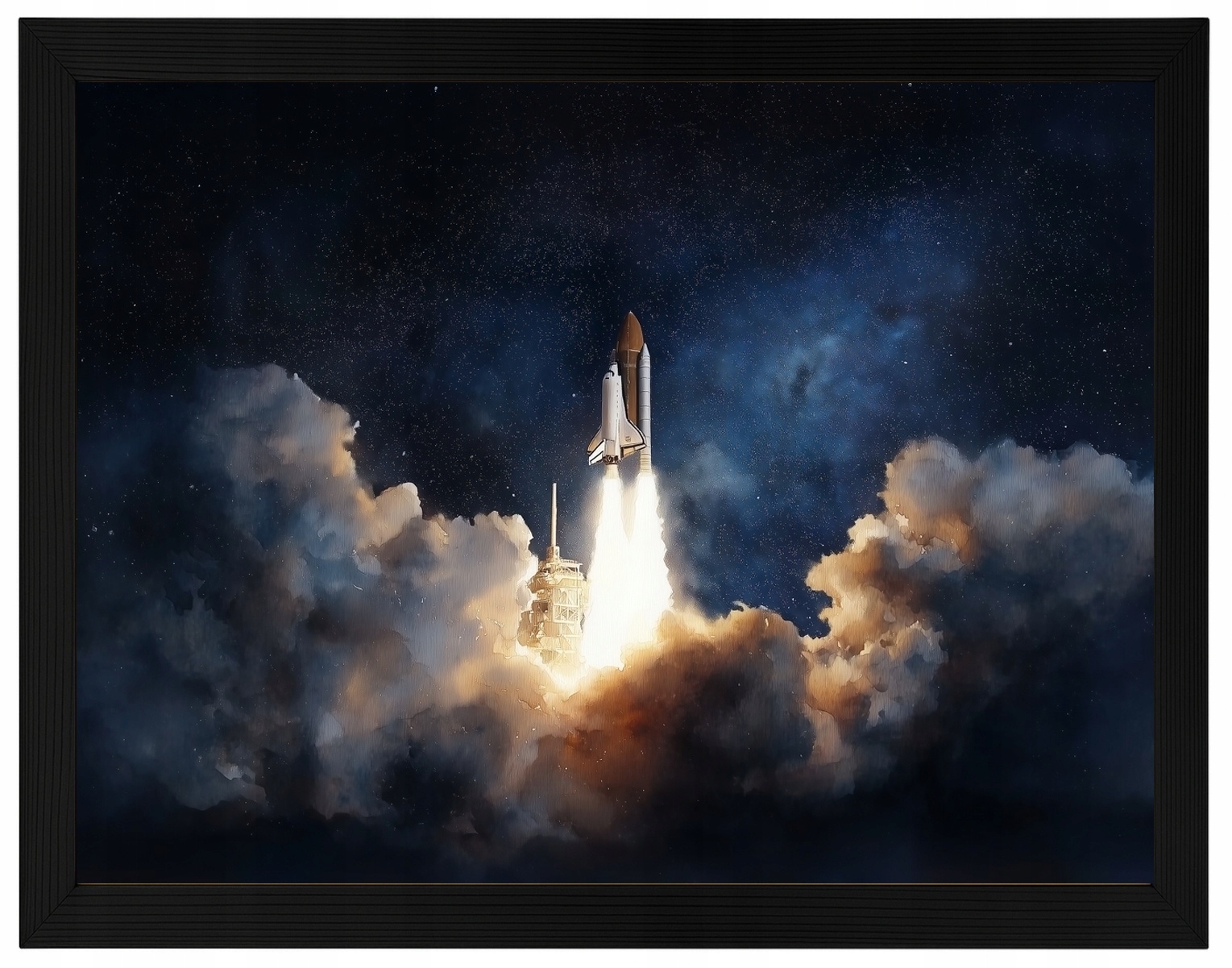 Plakát Rámeček Dřevo Loď Raketa Raketoplán Vesmír 80x60