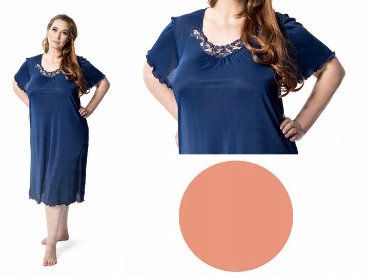 

Koszula nocna 4XL 54 Dla Puszystej Jedwab Morela