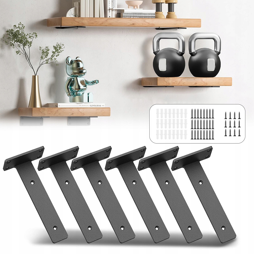 Držáky pro polic police Skrytý L nosnost 75 kg odolný proti korozi a rzi 6 ks