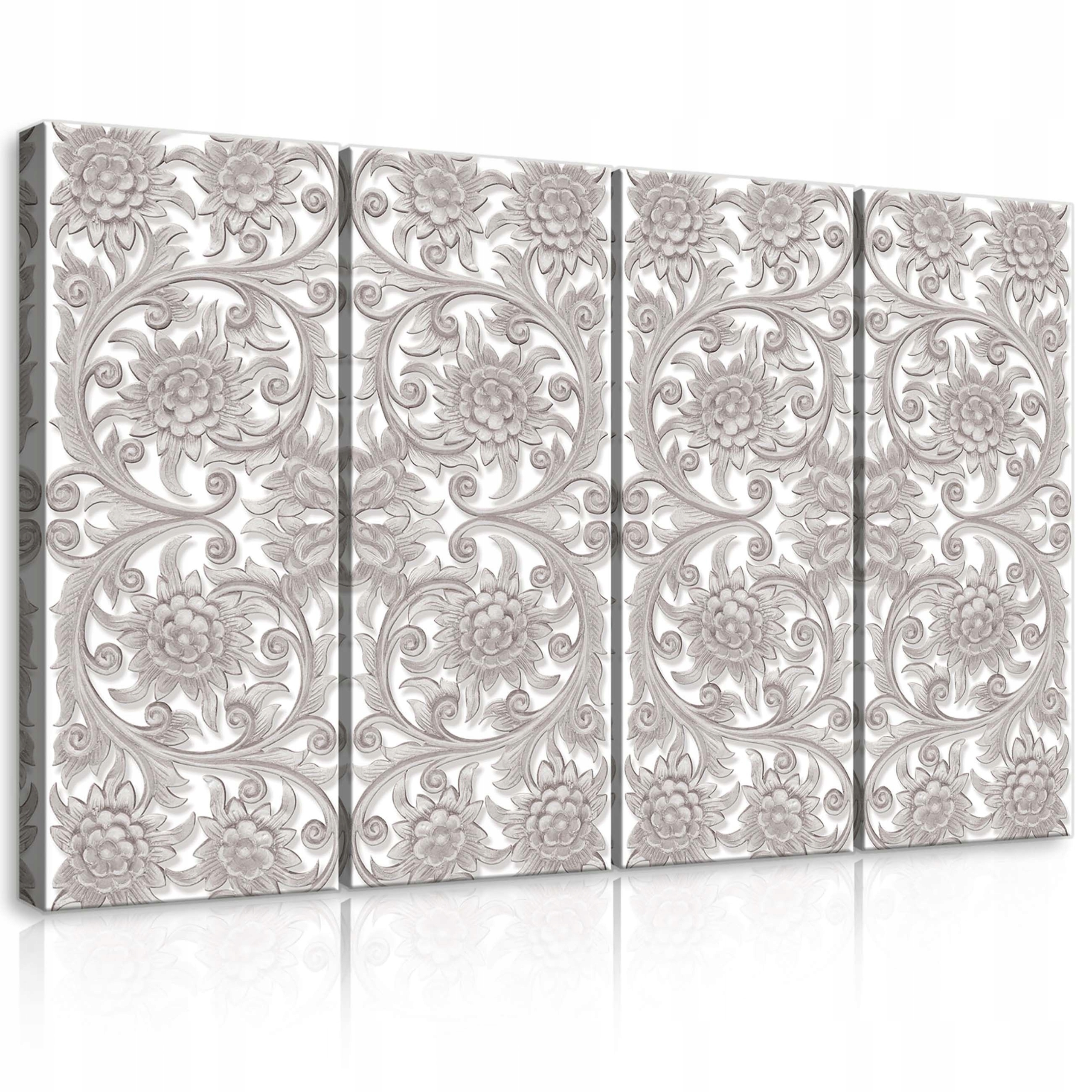 Obraz 120x80 modulární polyptych bez rámu ornament šedý bílý klasický