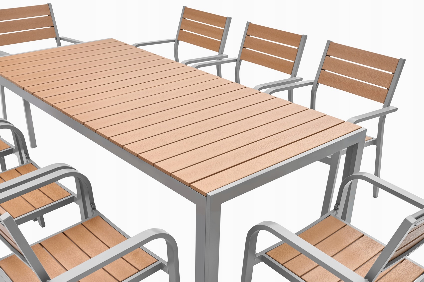 MEBLE OGRODOWE ZESTAW STÓŁ 8+1 TARAS BRĄZ DREWNO Materiał dominujący metal