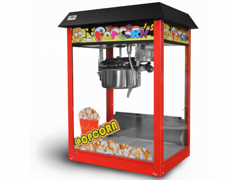WYDAJNA MASZYNA DO POPCORNU BAROWA Z CZARNYM DASZKIEM PRIMA-TECH 6 kg/h