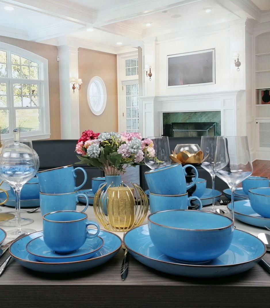 BOGUCICE RUSTIC BLUE SERWIS OBIAD KAWA 36 EL MISKA