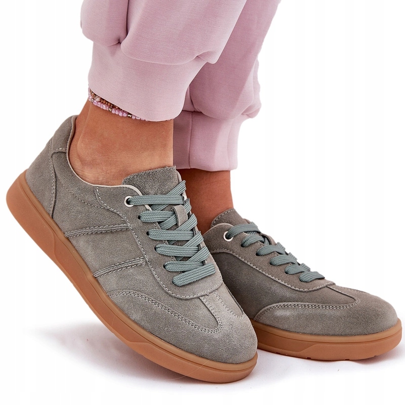 Dámské Tenisky Z Přírodního Semiše, Nízké, Pohodlné, Zelené 37