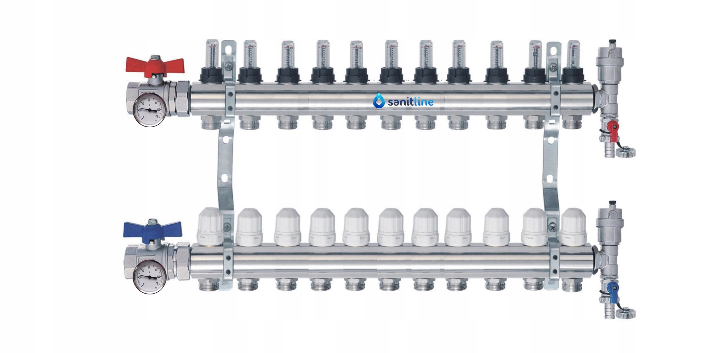 Rozdeľovač Tepla 11 Sekcií Podlahového Vykurovania Pre Podlahovú Krytinu