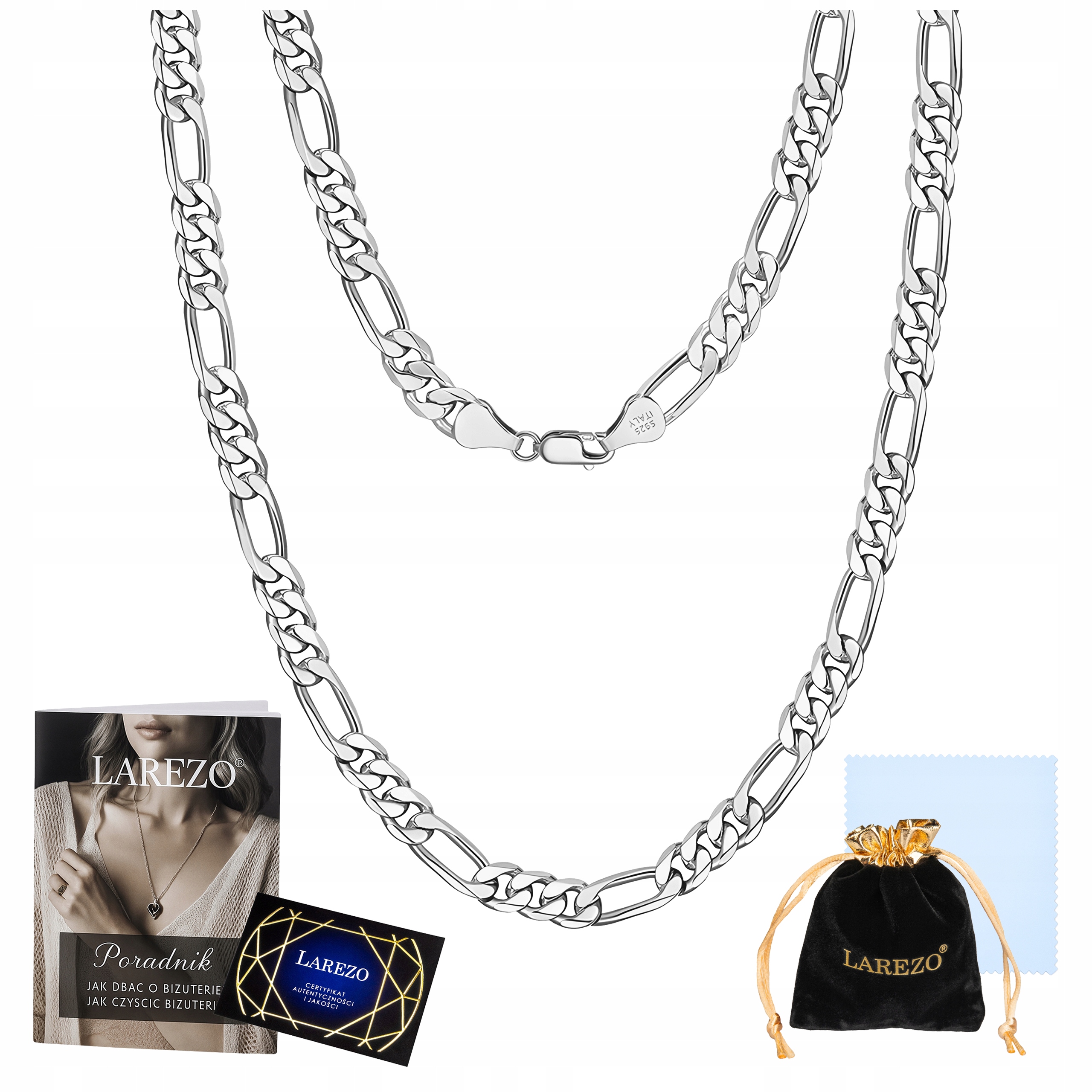 Stříbrný Řetízek Pánský Figaro 60cm Plný Rhodiovaný Řetěz 3mm Stříbro 925