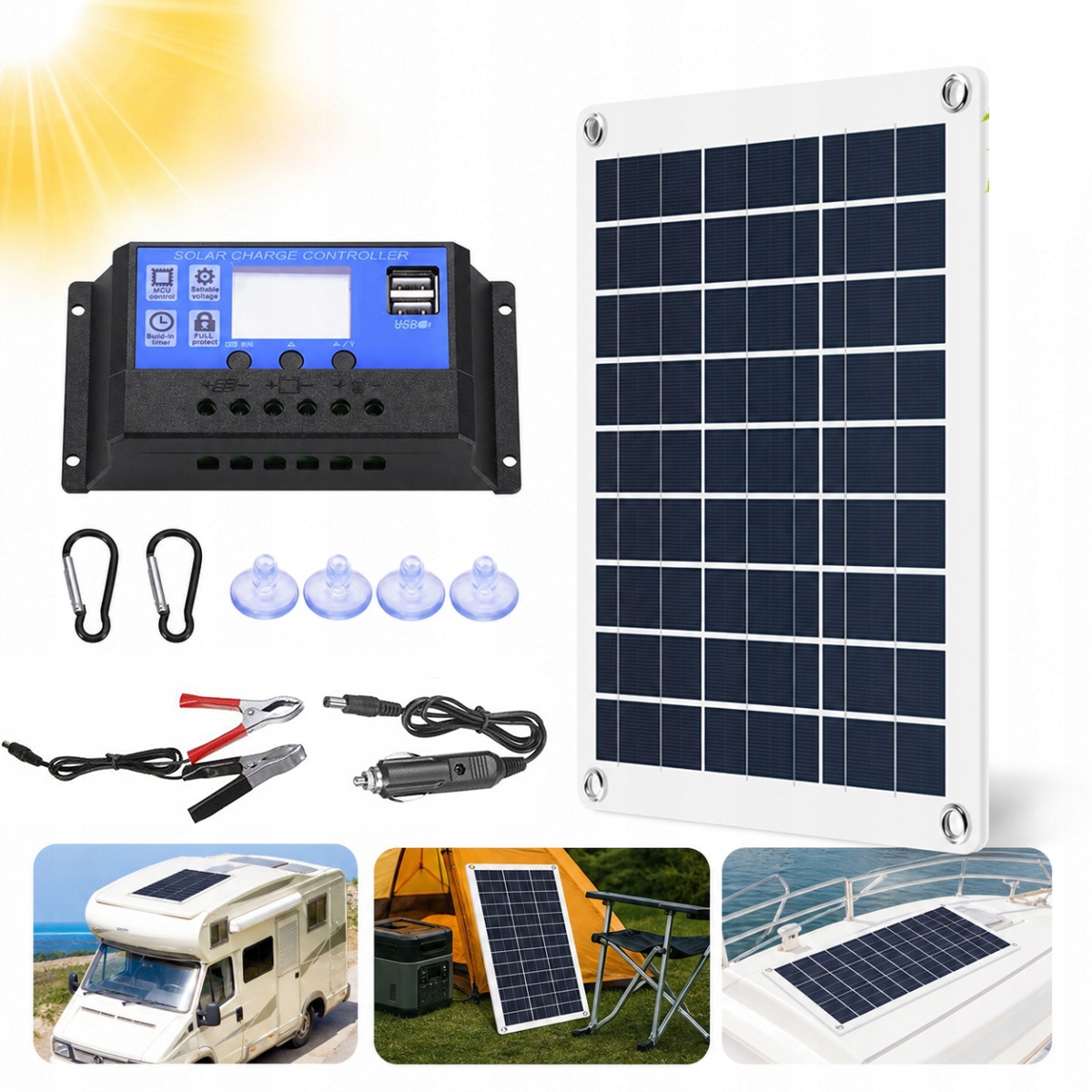 Panel Solarny Bateria Słoneczna 300W 12V Regulator 40A