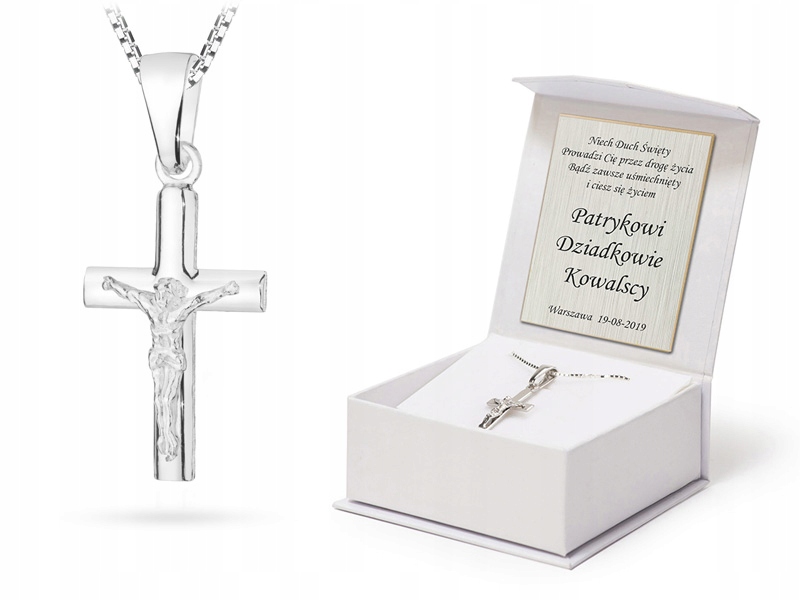 Stříbrný Křížek ryzost 925 Řetízek Kostka Gravírování