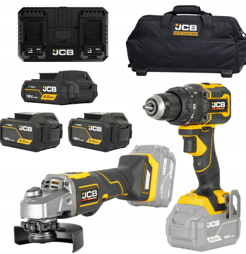 Aku Vrtačka 75 nm Bruska 125 MM Baterie 2 Ah 2 x 5,0 Ah Taška