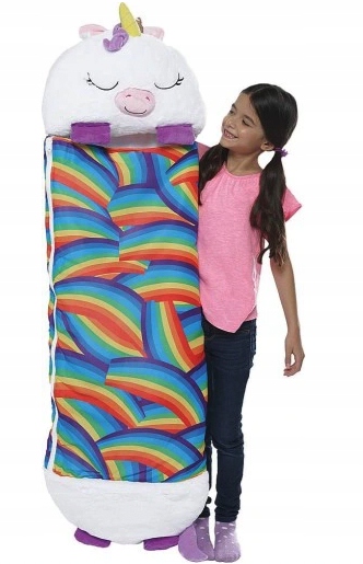ŚPIWÓR DZIECIĘCY PODUSZKA 2W1 UNICORN TĘCZA KOCYK Długość 137 cm