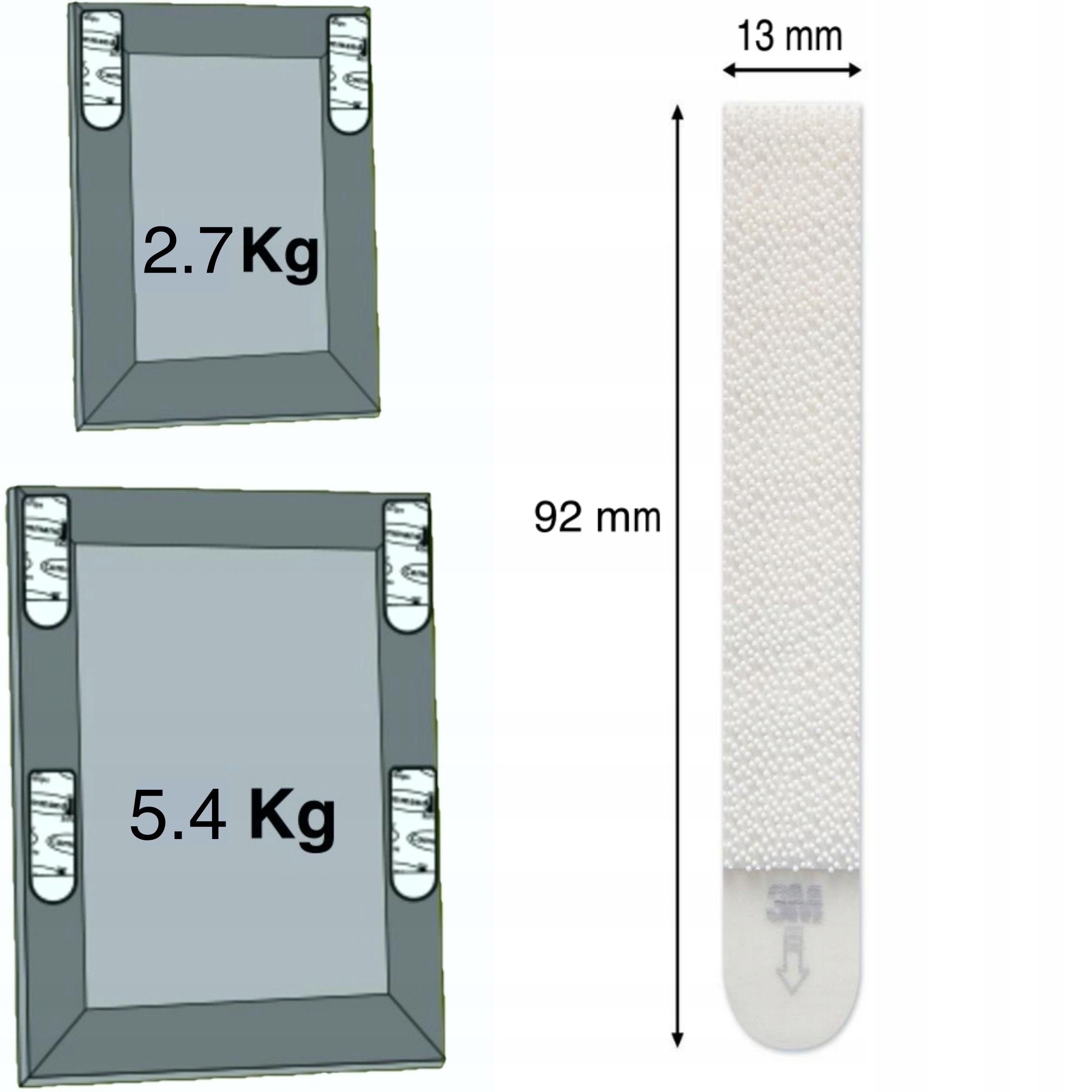 COMMAND 3M RZEPY DUŻE WĄSKIE 8 SZT 17207 Rodzaj samoprzylepne