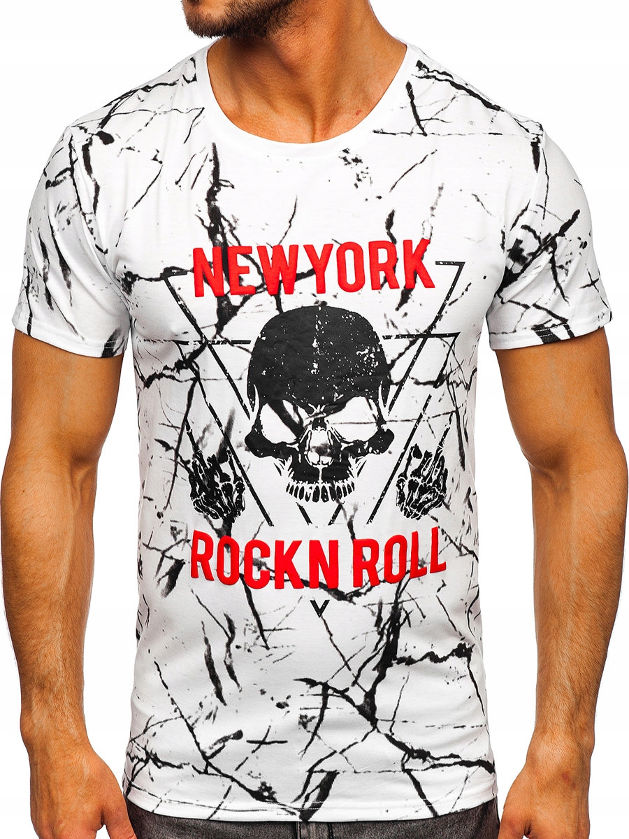 

T-shirt Męski Z Nadrukiem Biały Y70030 DENLEY_2XL