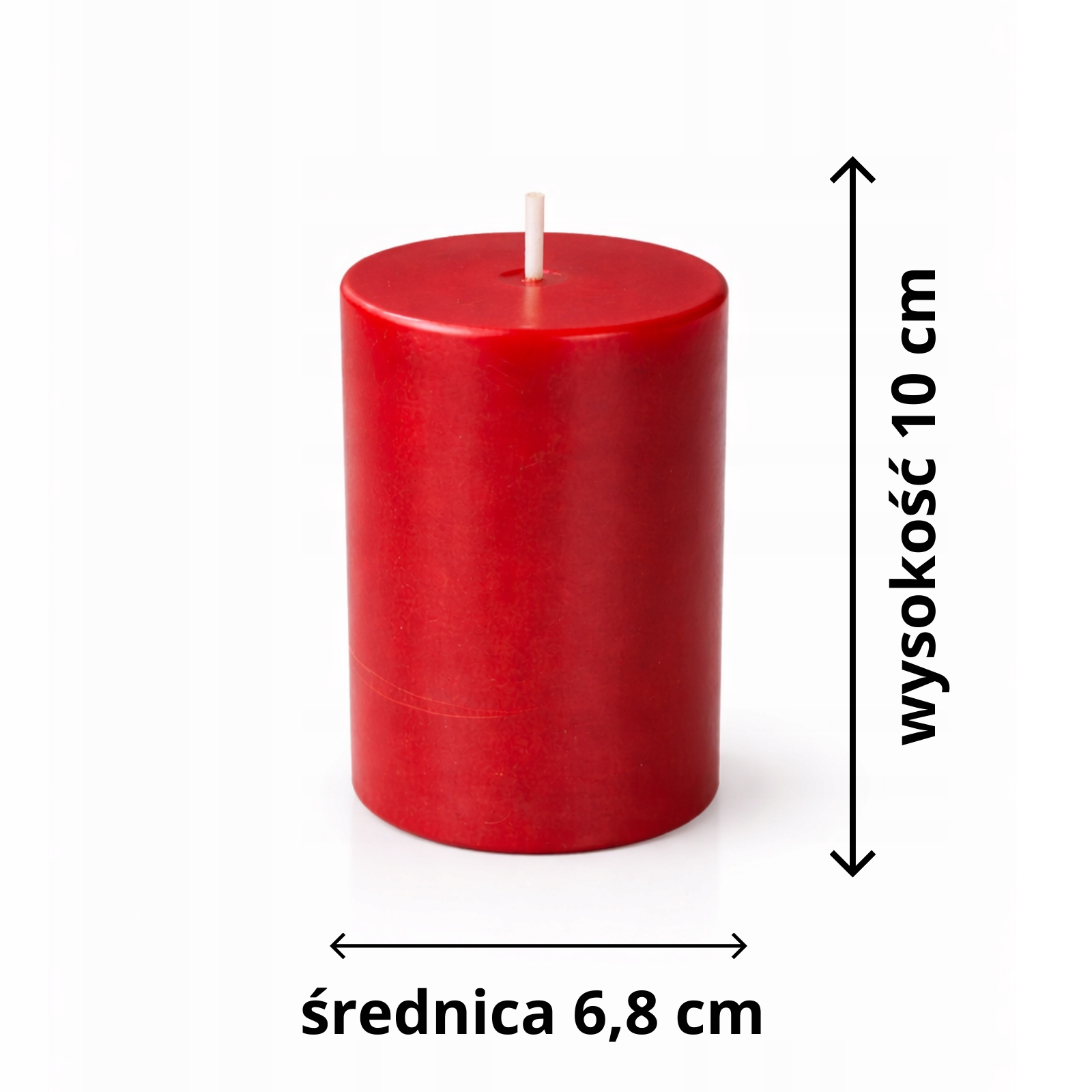 Świece ozdobne walec czerwone 4-pak, 10 cm, Ø 6,8 cm, czas palenia 36h