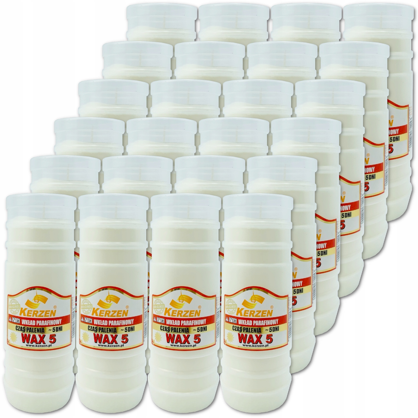 

Wkłady do zniczy parafinowe Kerzen Wax 5 120h 24sz