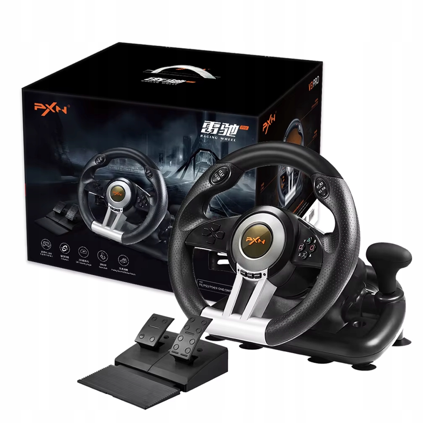 Volant pedále Plyn Pxn V3 Pro 180° Dvojité vibrácie Pc PS4
