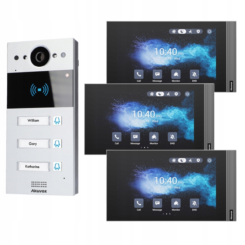 Wideodomofon Akuvox R20B monitor S562 trzyrodzinny natynkowy Sip PoE