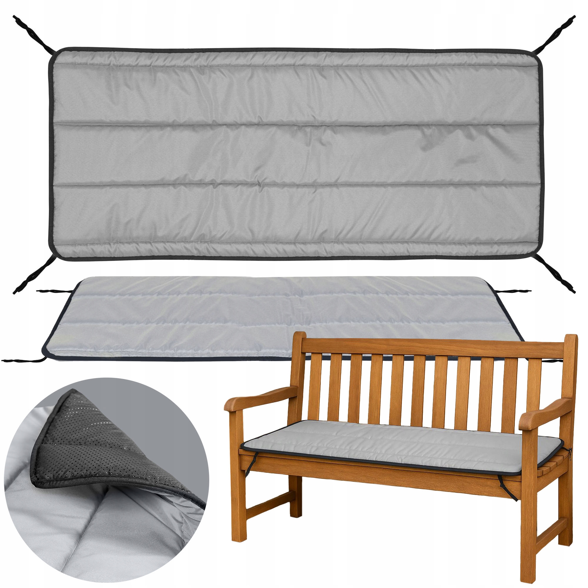 Polštář Zahradní Prošívaný Voděodolný Na Lavici Křeslo Lehátko 180X50 CM