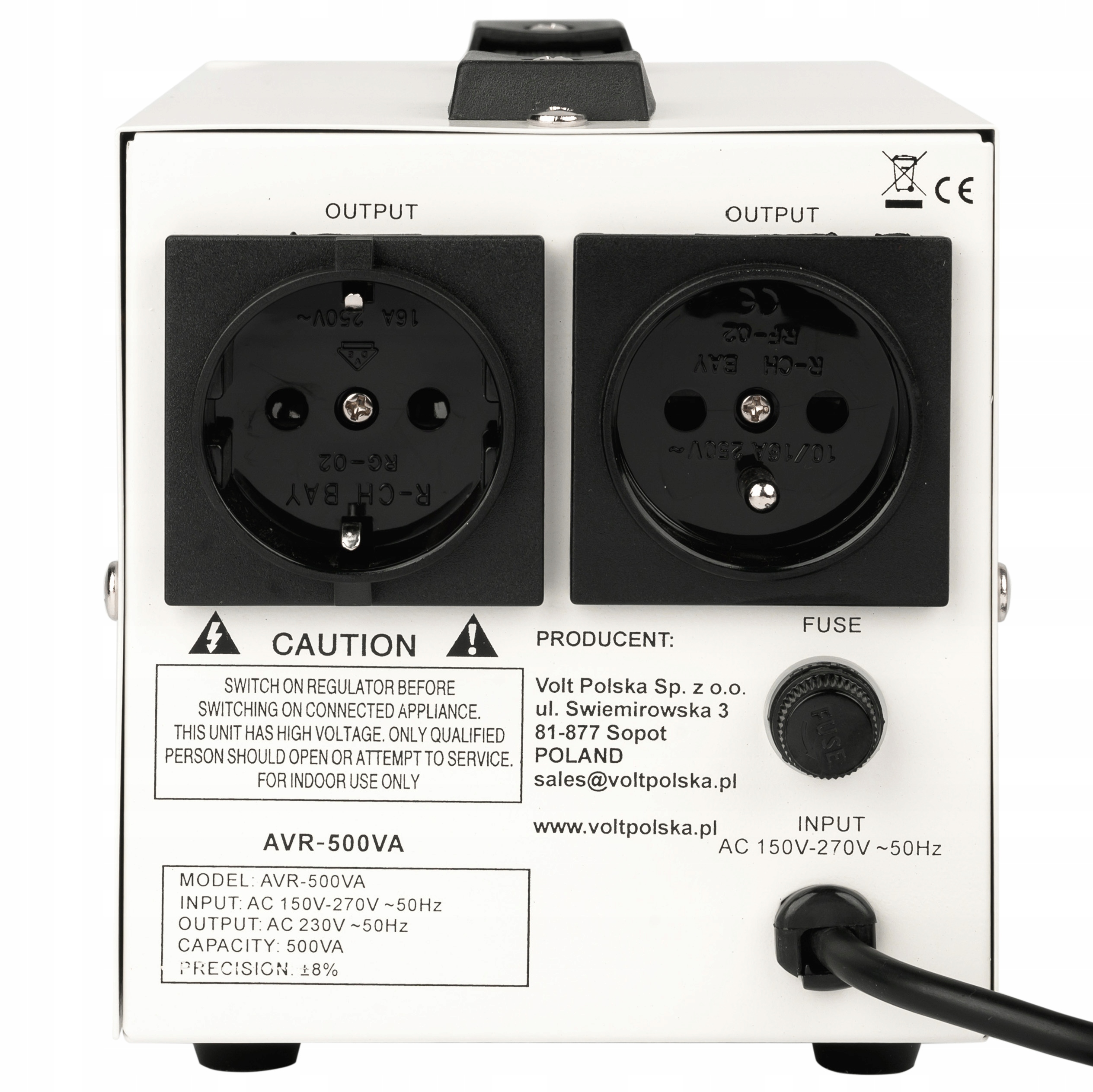 СТАБІЛІЗАТОР НАПРУГИ 500 Вт AVR ДЛЯ ГЕНЕРАТОРА Бренд Volt Polska