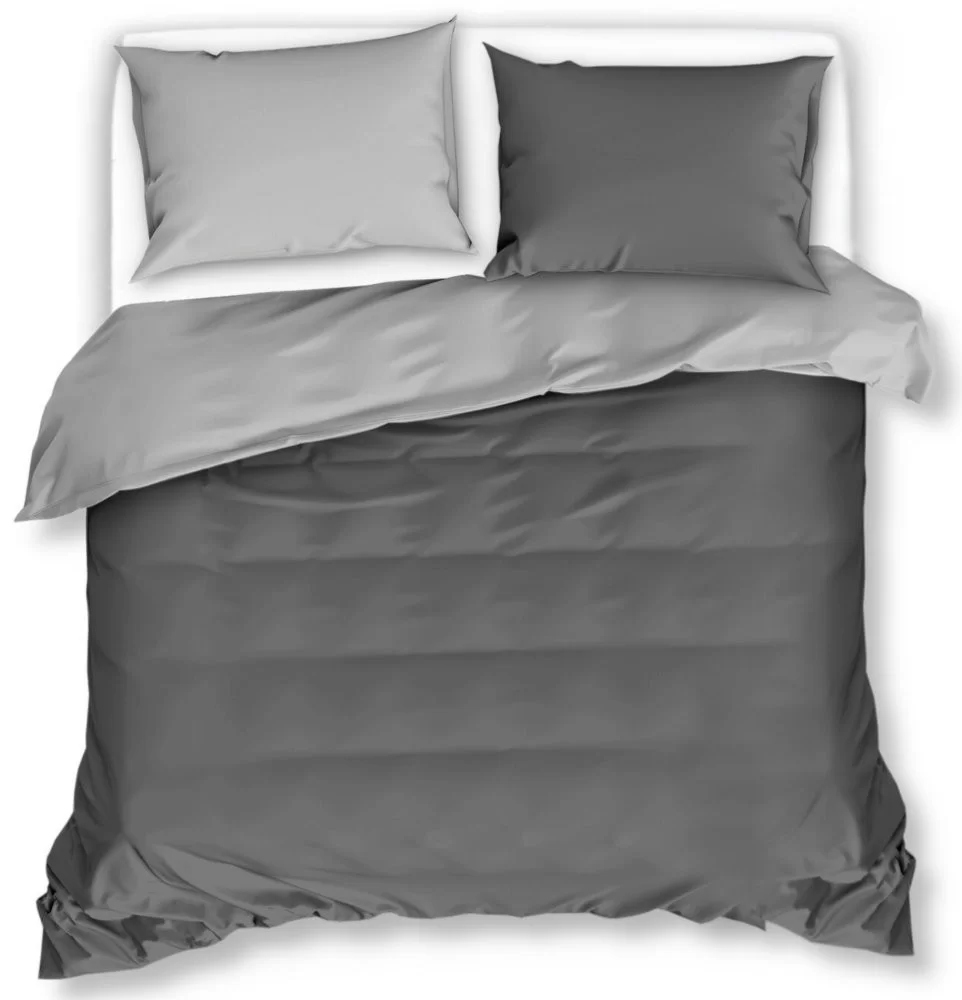 Obojstranná Šedá Posteľná Bielizeň Hladká Bez Vzoru Tmavo Šedá Svetlá Šedá 220x200