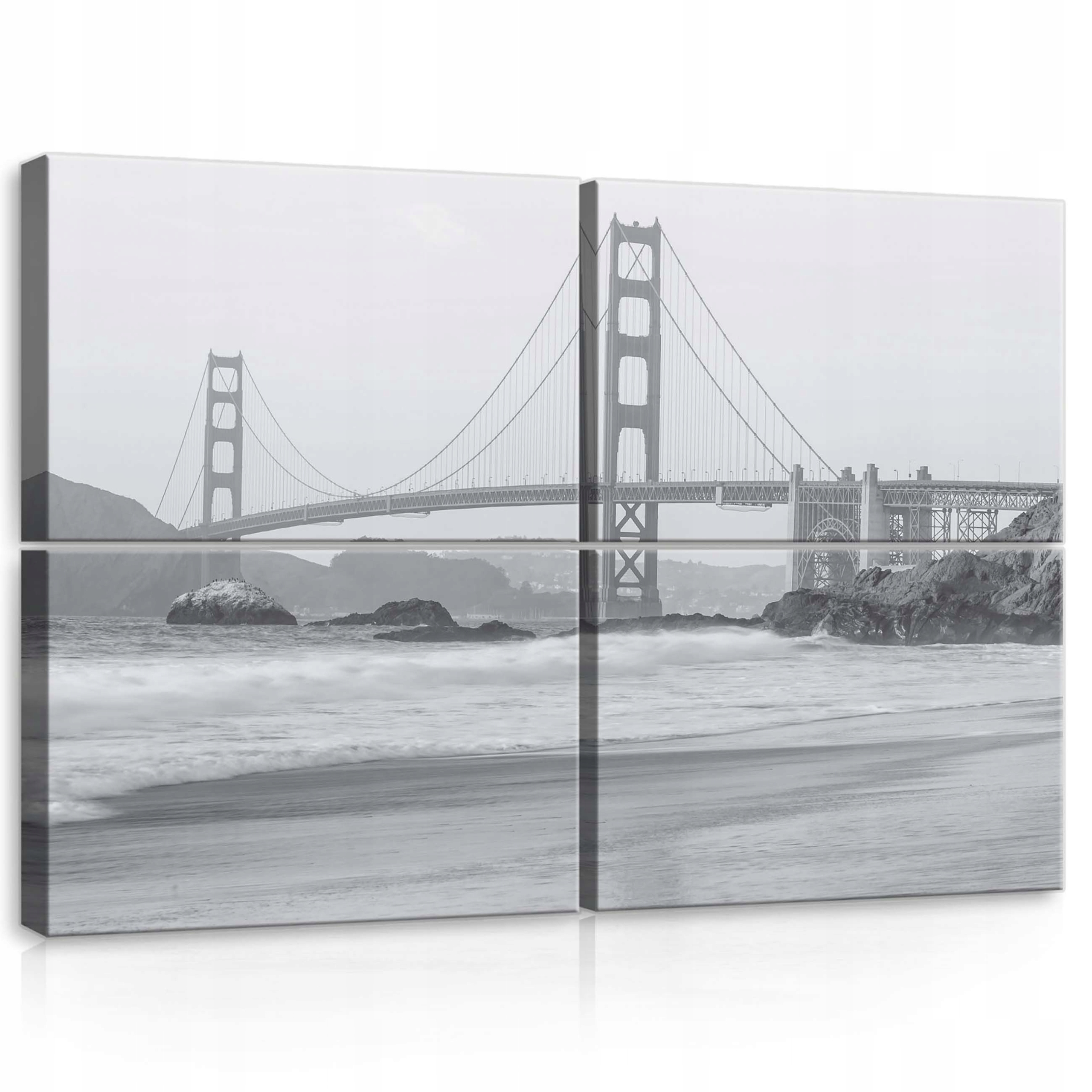 Modulární obraz 120x80 Zlatá brána San Francisco krajina černobílá