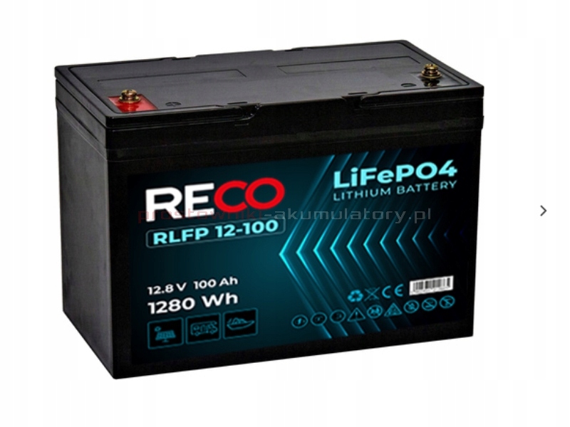 Akumulator LiFePO4 100Ah 12,8V Reco RLFP12-100 3500 Cykli