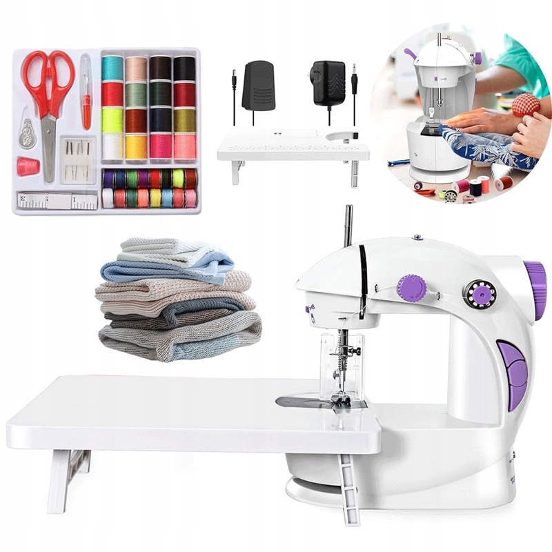 Mini Šicí Stroj S Led Osvětlením, Bílo-fialový, Pro Filc