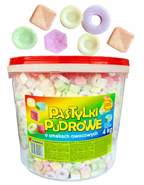 Cukierki Pastylki Pudrowe Owocowe Wiaderko Prl Jedność 4kg