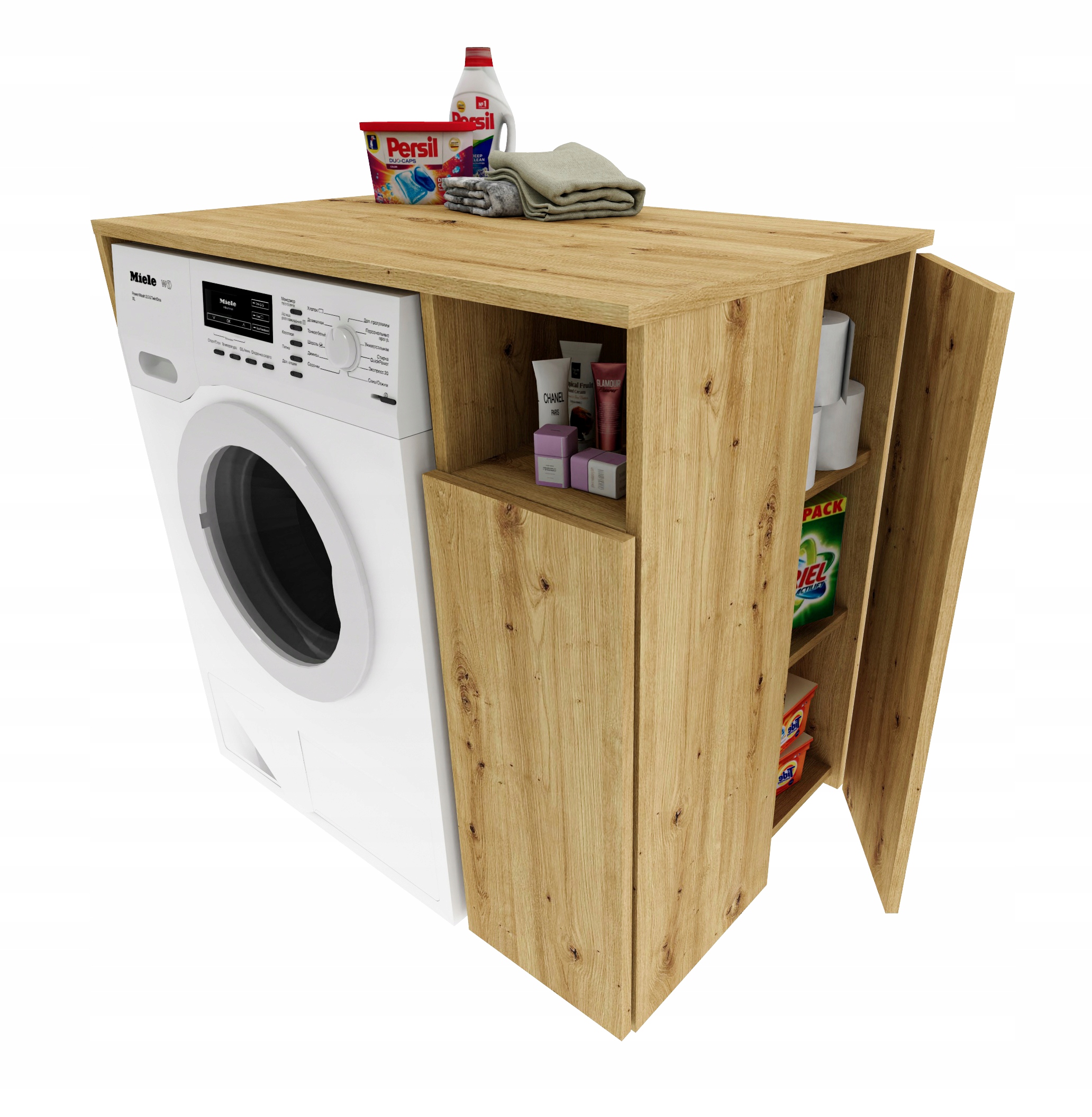 Skříňka na pračku do koupelny, regál, vestavná pračka Mix_washer_artisan