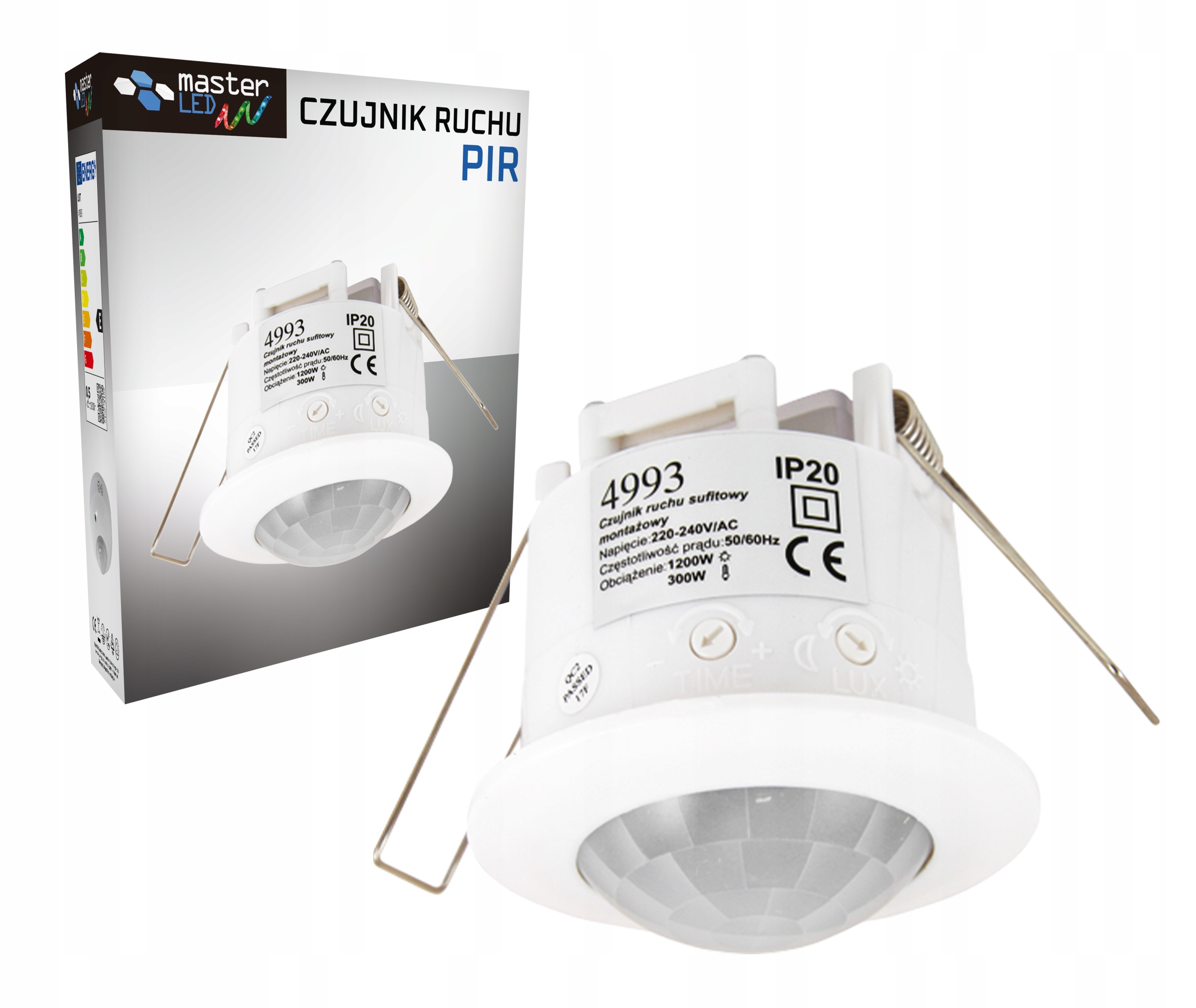 CZUJNIK RUCHU ZMIERZCHU natynkowy LED sufitowy PIR