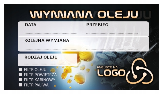 Samoprzylepne naklejki serwisowe "WYMIANA OLEJU"