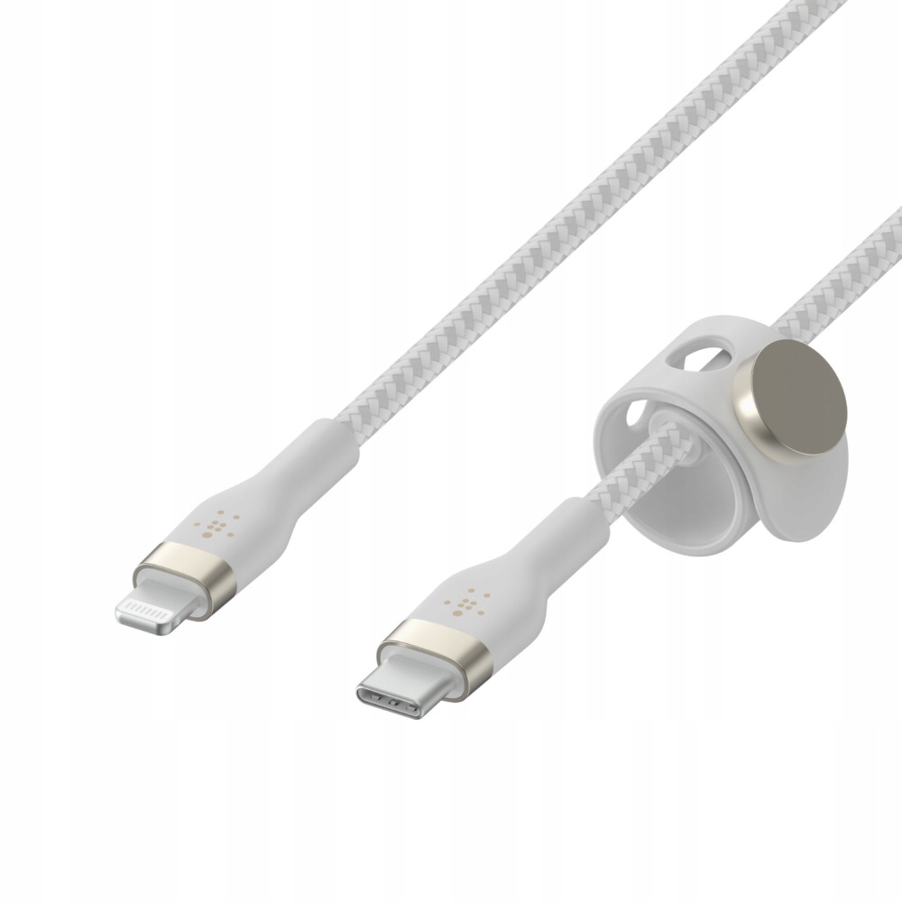 Pletený silikonový kabel Belkin Usb-c na Ltg, 2m, bílý